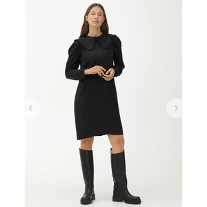 J. Crew collared black long sleeve midi dress